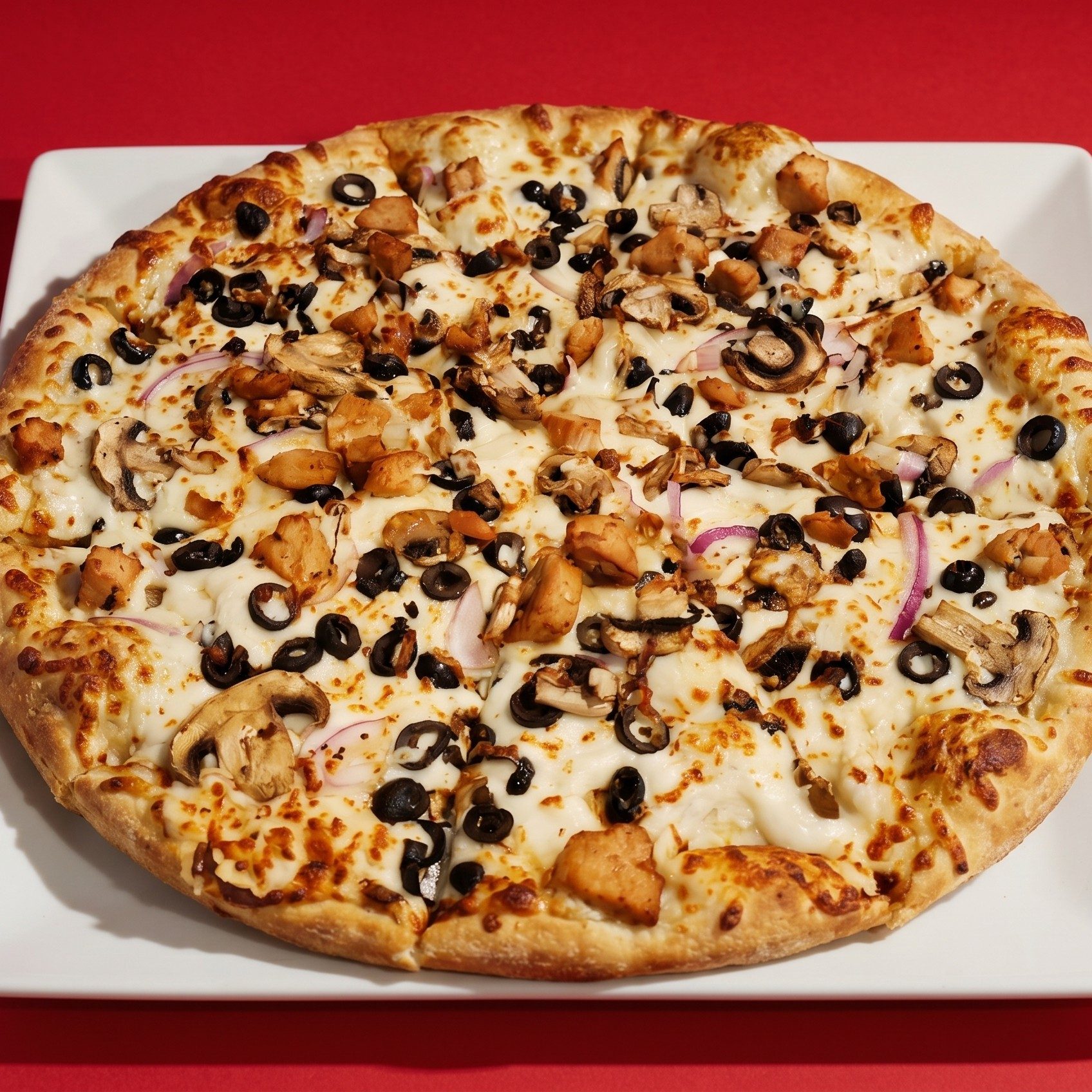 Manhattan Garlic Chicken Pizza.