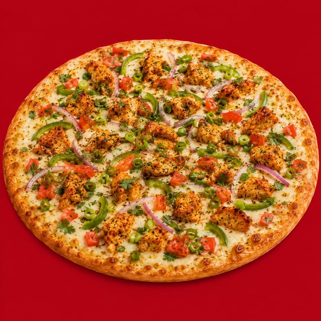 Achari Chicken Pizza.