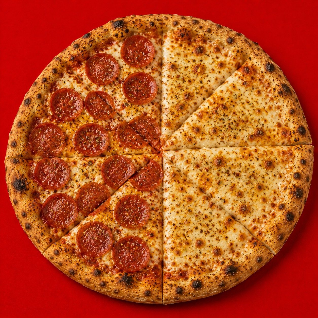 Half and Half Pizza.